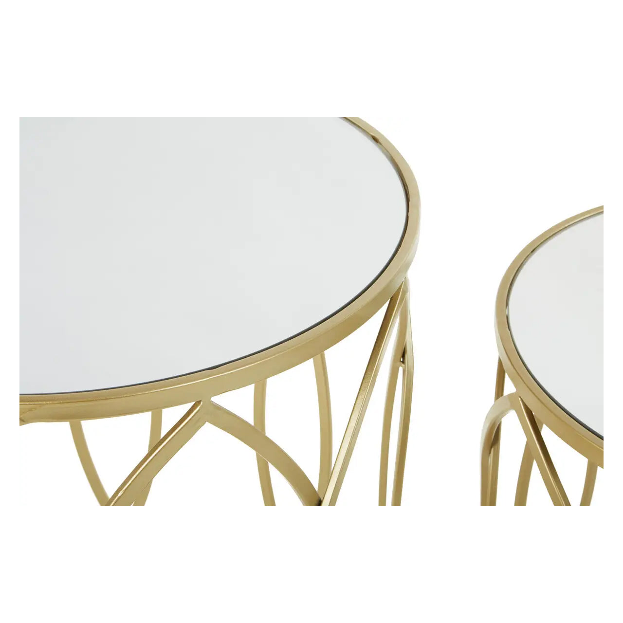 Avantis Mirrored Set Of 2 Side Tables With Champagne Frame