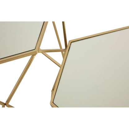 Avantis Mirrored Glass Set Of 2 Side Tables With Hexagonal Frame
