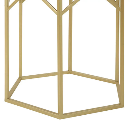 Avantis Hexagonal Mirrored Set Of 2 Side Tables With Gold Frame