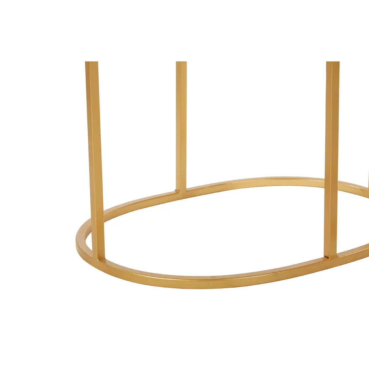 Avantis Oval Mirrored Top Set Of 2 Side Tables With Gold Metal Frame