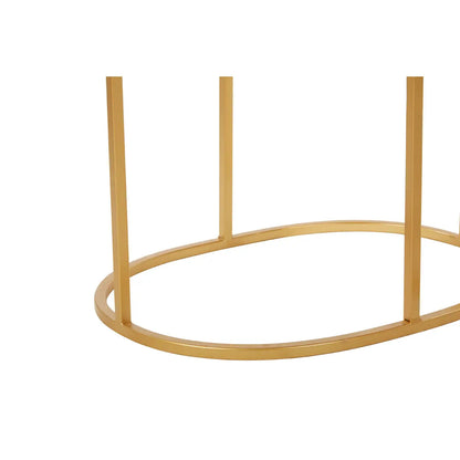 Avantis Oval Mirrored Top Set Of 2 Side Tables With Gold Metal Frame