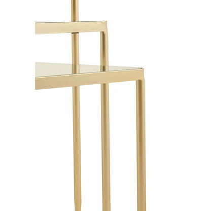 Avantis Square Mirrored Glass Set Of 2 Side Tables With Champagne Frame