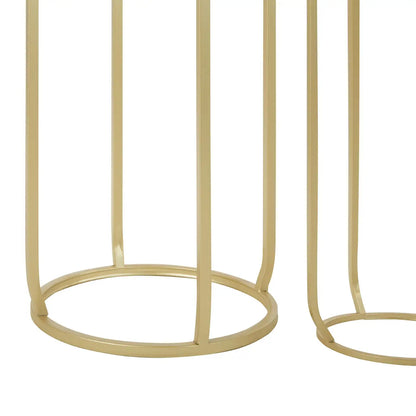 Avantis Tall Mirrored Glass Top Set Of 2 Side Tables In Gold Frame