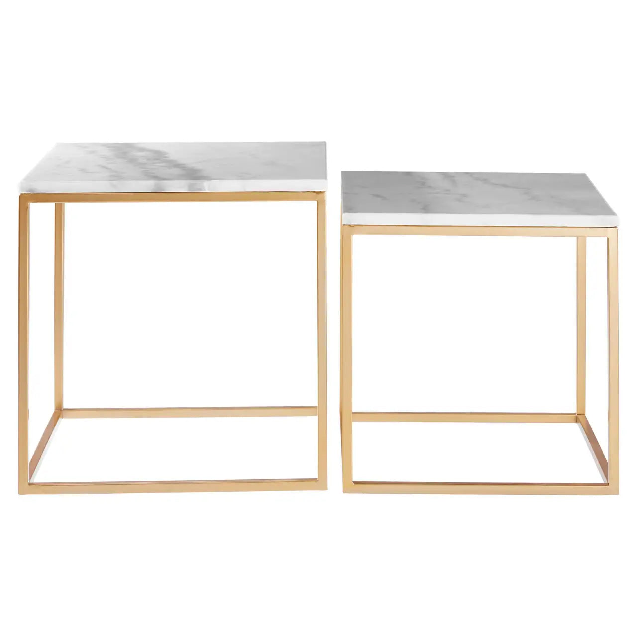 Avantis Set Of 2 Round Side Tables With Black Metal Frame