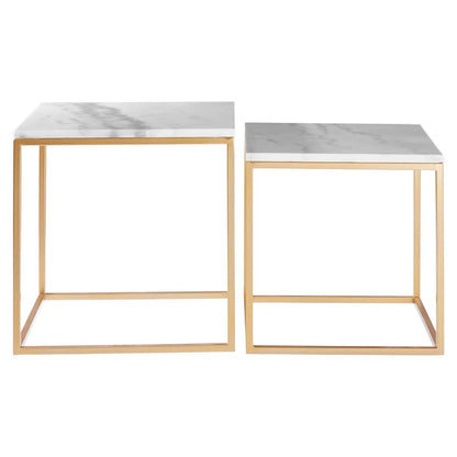 Avantis Set Of 2 Round Side Tables With Black Metal Frame