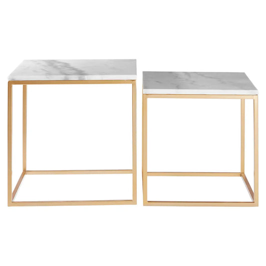 Avantis Set Of 2 Round Side Tables With Black Metal Frame