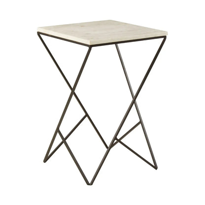 Shalimar Square Marble Top Side Table With Black Metal Frame