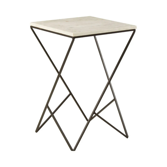 Shalimar Square Marble Top Side Table With Black Metal Frame