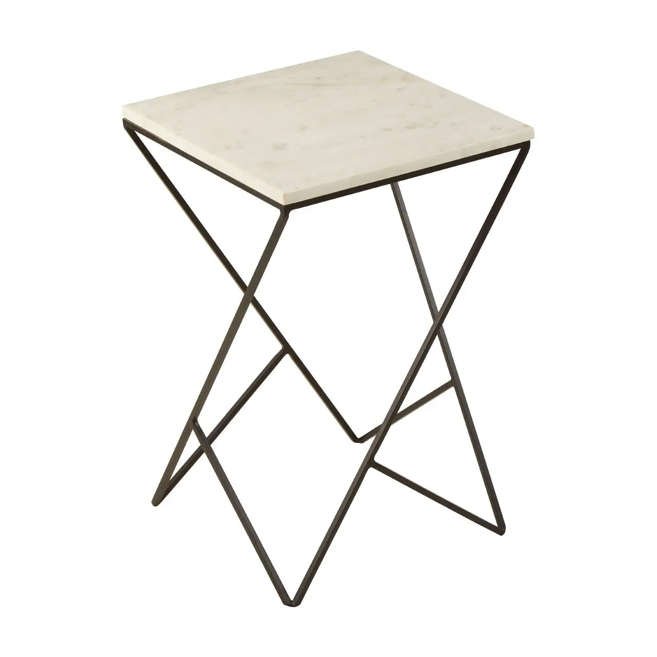 Shalimar Square Marble Top Side Table With Black Metal Frame