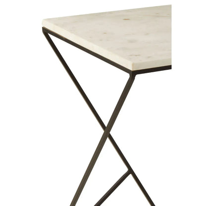Shalimar Square Marble Top Side Table With Black Metal Frame