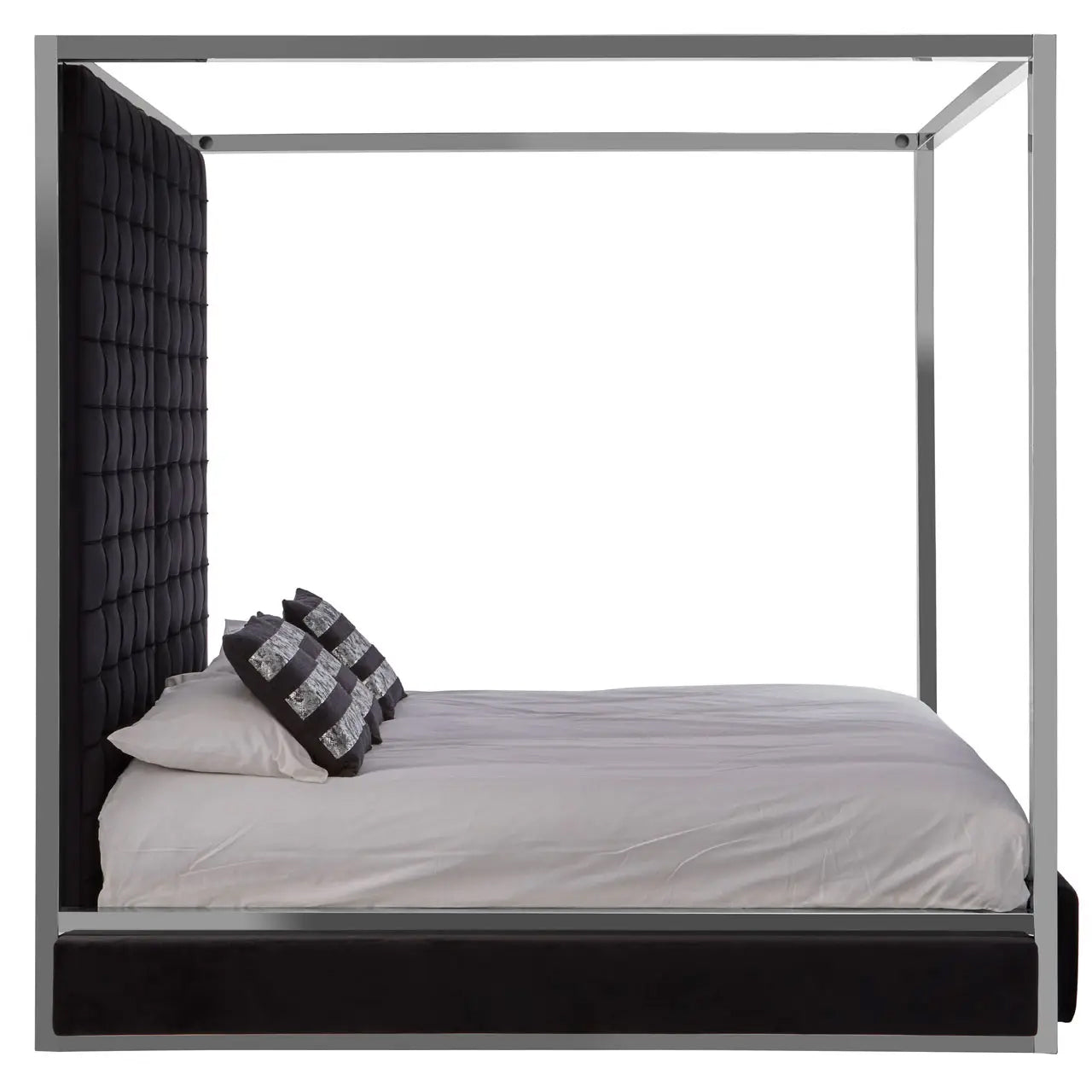 Piermount Velvet Double Bed In Black