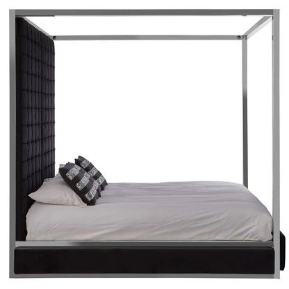 Piermount Velvet Double Bed In Black