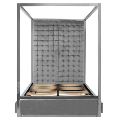 Piermount Velvet Double Bed In Grey