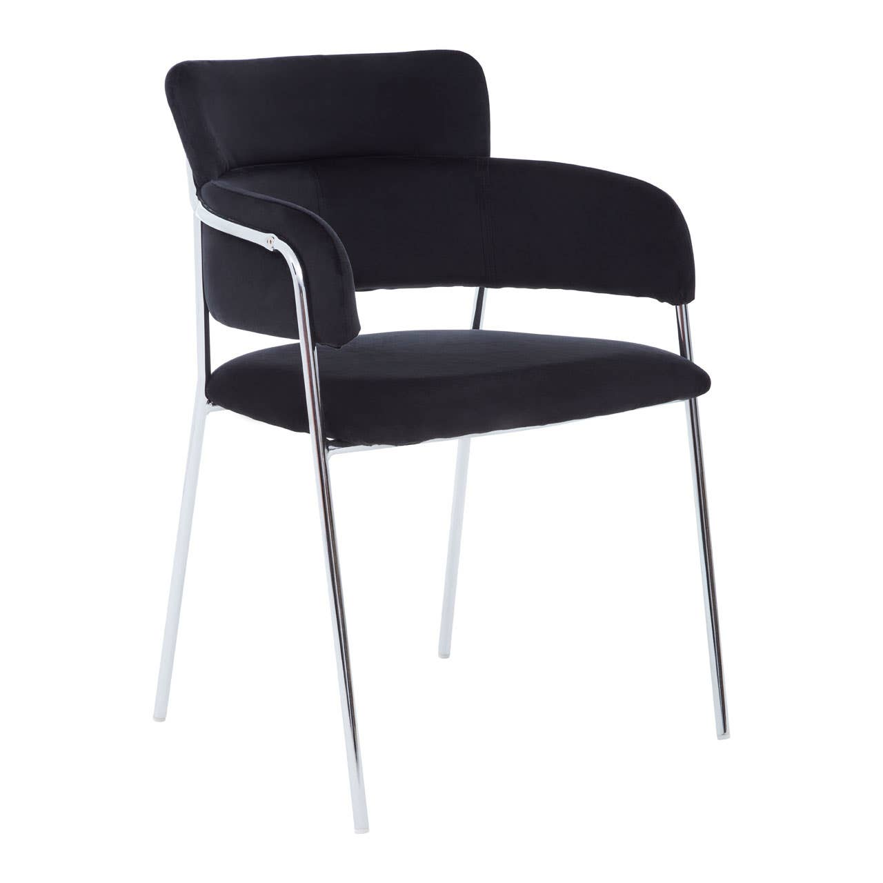 Tamzin Black Channel Dining Chairs With Silver Legs In Pair