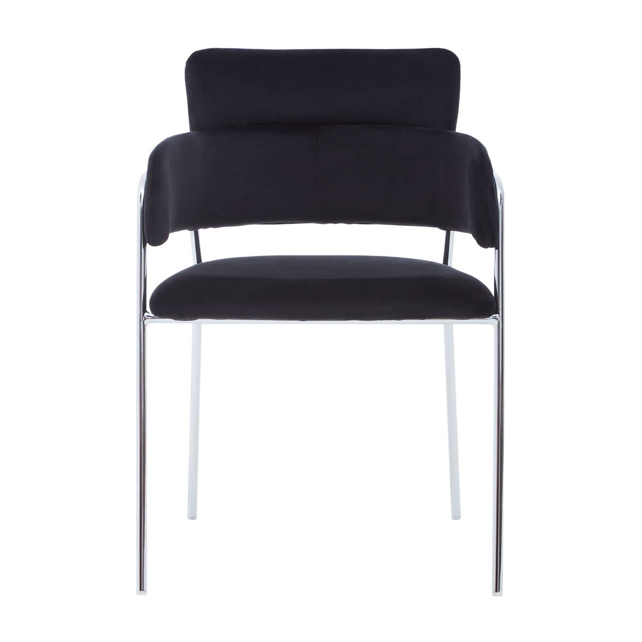 Tamzin Black Channel Dining Chairs With Silver Legs In Pair