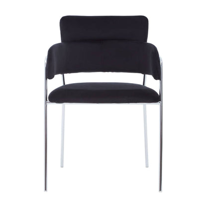Tamzin Black Channel Dining Chairs With Silver Legs In Pair