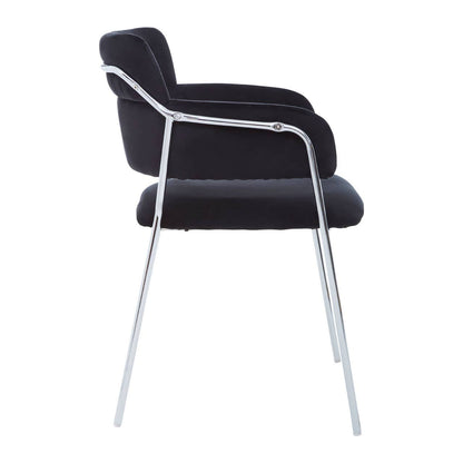 Tamzin Black Channel Dining Chairs With Silver Legs In Pair