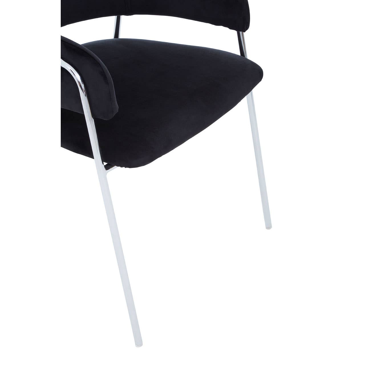 Tamzin Black Channel Dining Chairs With Silver Legs In Pair