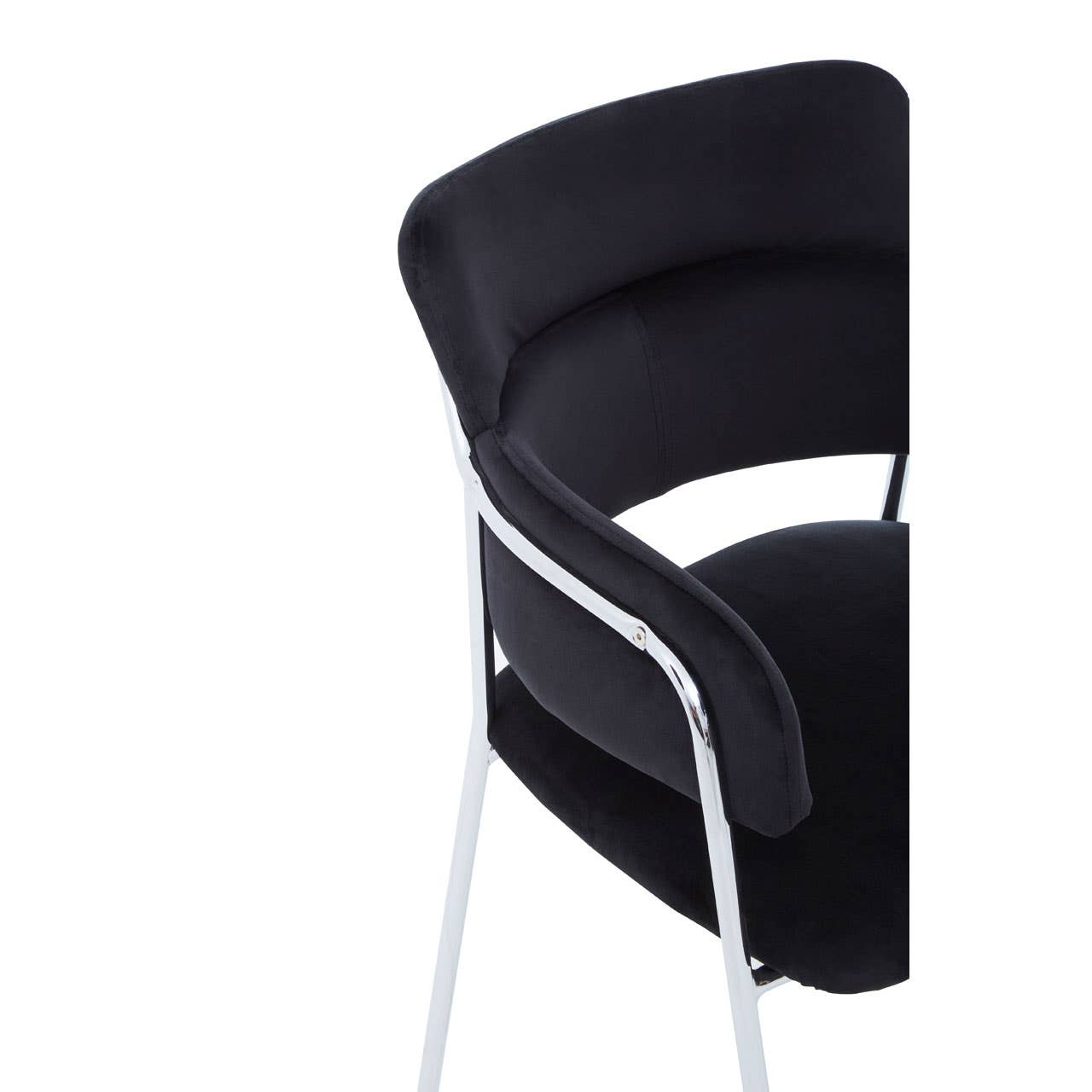 Tamzin Black Channel Dining Chairs With Silver Legs In Pair