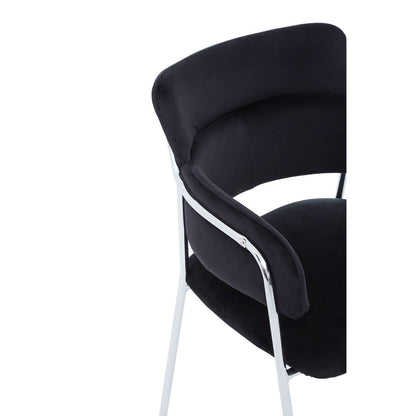 Tamzin Black Channel Dining Chairs With Silver Legs In Pair