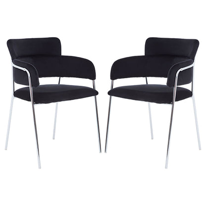 Tamzin Black Channel Dining Chairs With Silver Legs In Pair