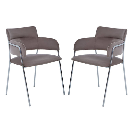Tamzin Mink Velvet Dining Chairs With Silver Legs In Pair