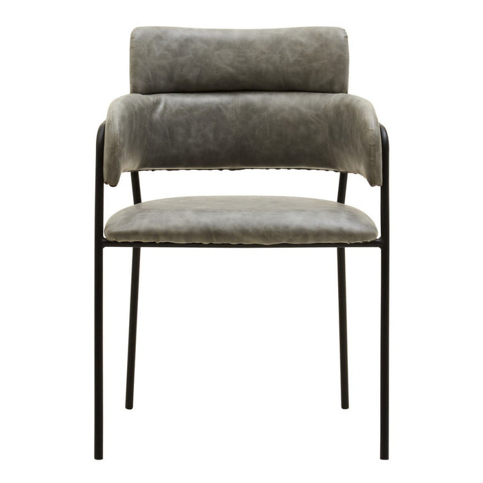 Tamzin Grey Faux Leather Dining Chairs In Pair