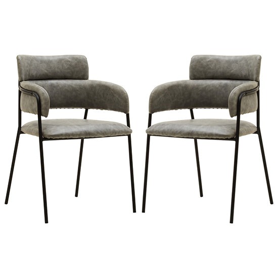 Tamzin Grey Faux Leather Dining Chairs In Pair
