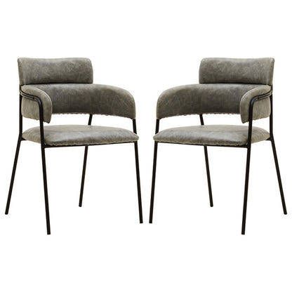 Tamzin Grey Faux Leather Dining Chairs In Pair