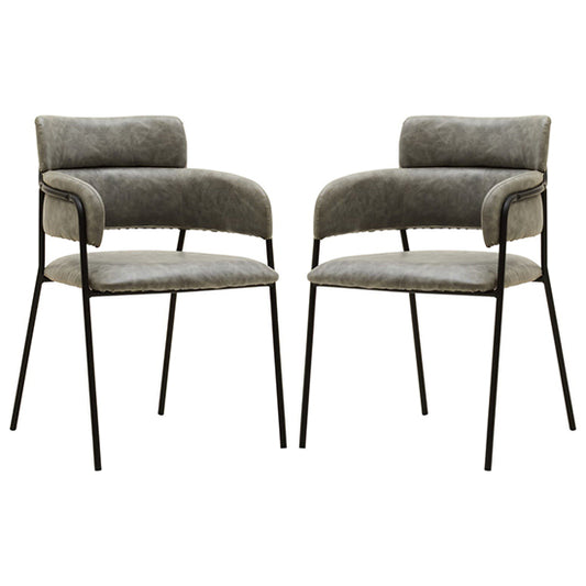 Tamzin Grey Faux Leather Dining Chairs In Pair