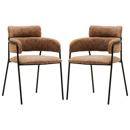 Tamzin Brown Faux Leather Dining Chairs In Pair