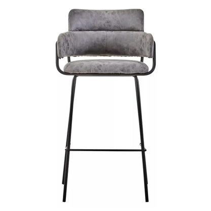 Tamzin Grey Faux Leather Bar Chairs In Pair