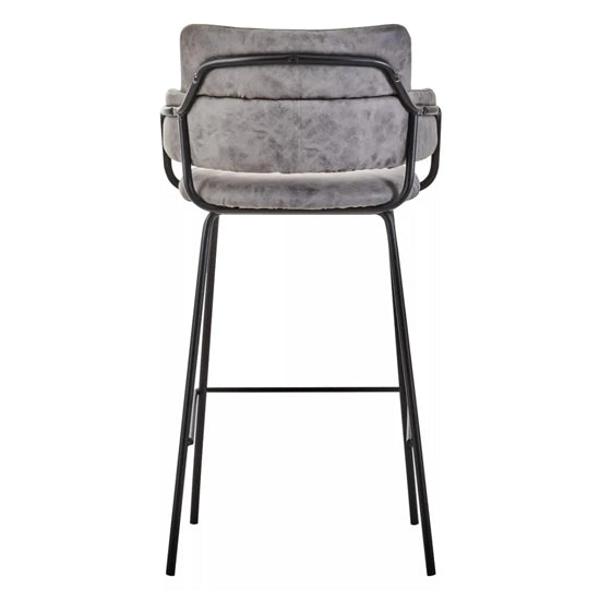 Tamzin Grey Faux Leather Bar Chairs In Pair