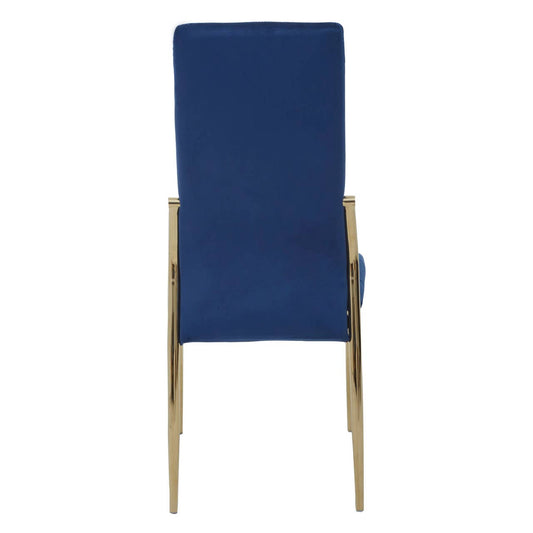 Tamzin Velvet High Back Dining Chair In Blue With Gold Legs