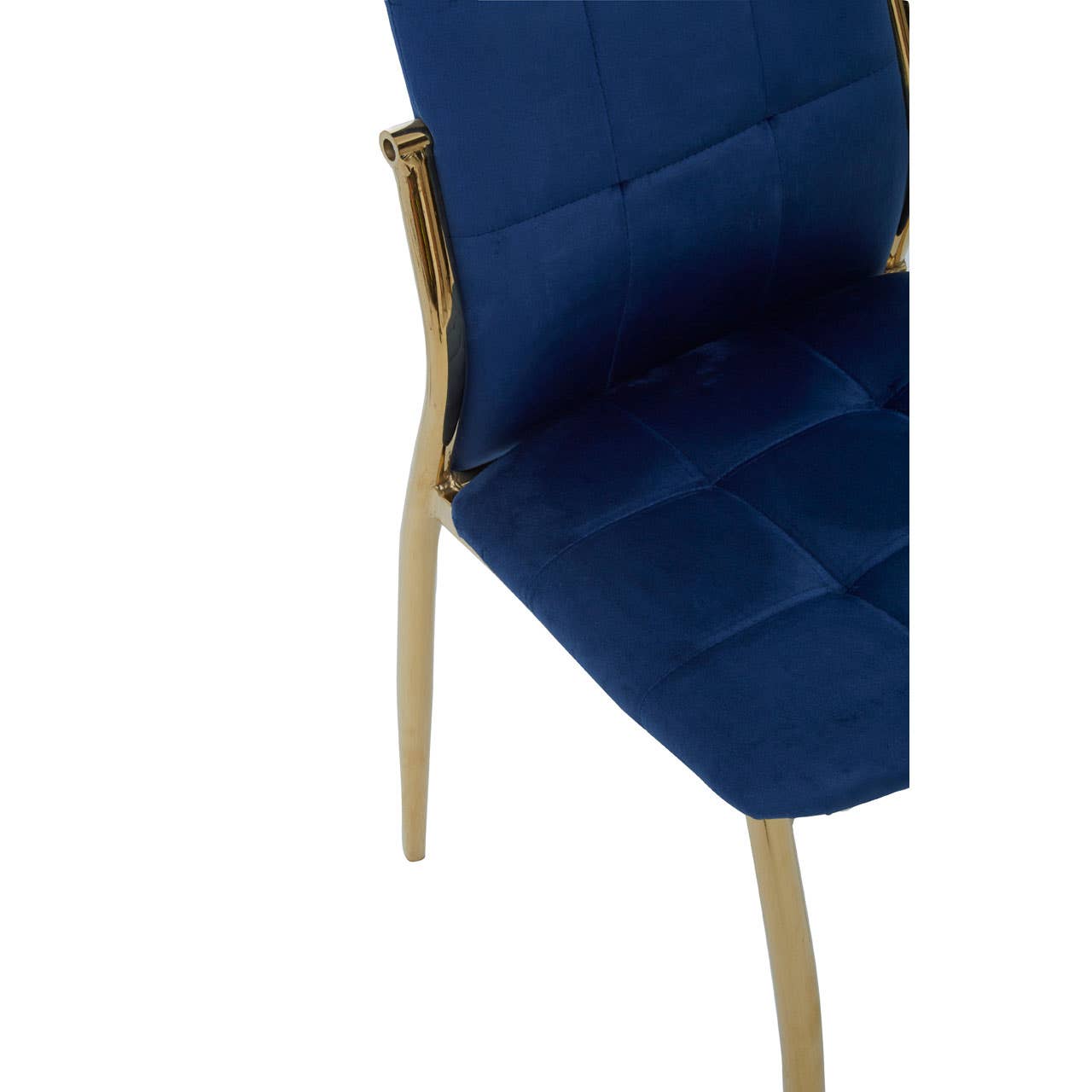 Tamzin Velvet High Back Dining Chair In Blue With Gold Legs