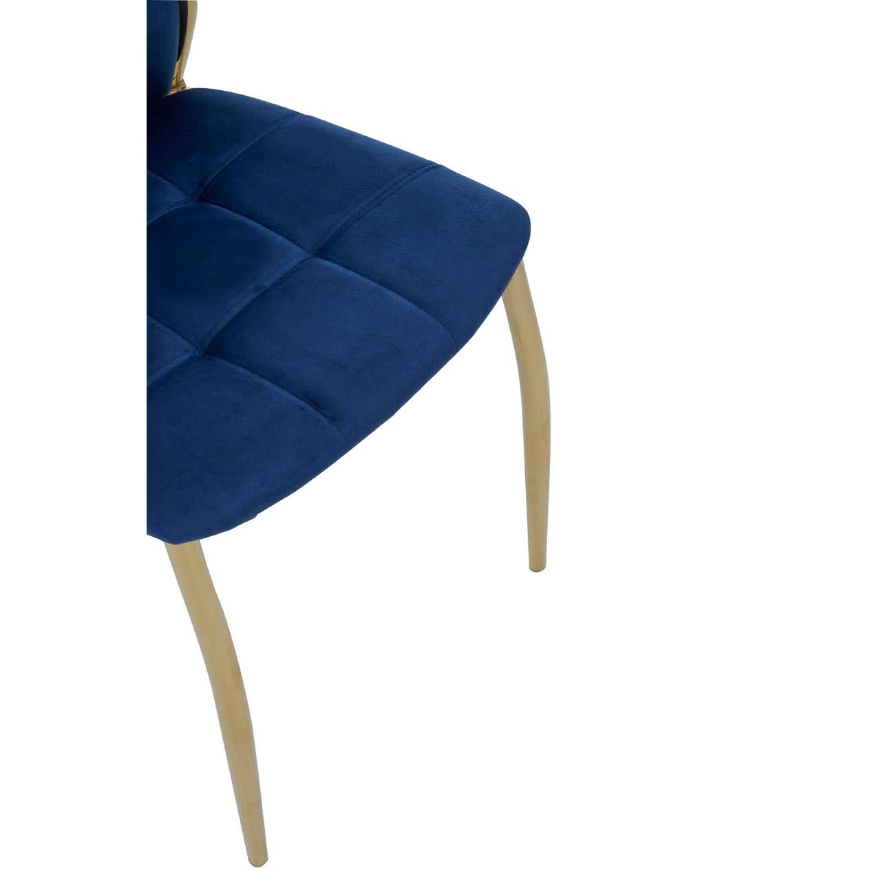Tamzin Velvet High Back Dining Chair In Blue With Gold Legs