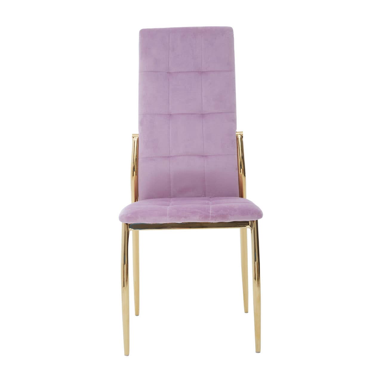 Tamzin Velvet High Back Dining Chair In Pink With Gold Legs