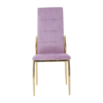Tamzin Velvet High Back Dining Chair In Pink With Gold Legs