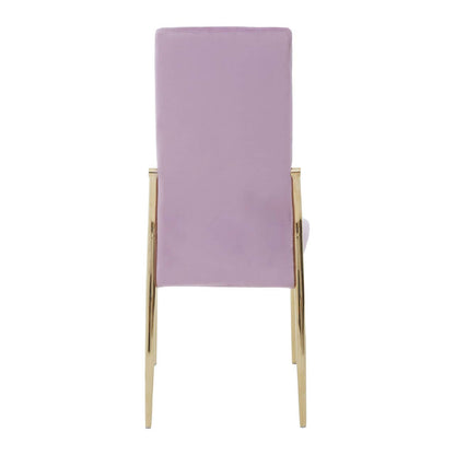 Tamzin Velvet High Back Dining Chair In Pink With Gold Legs