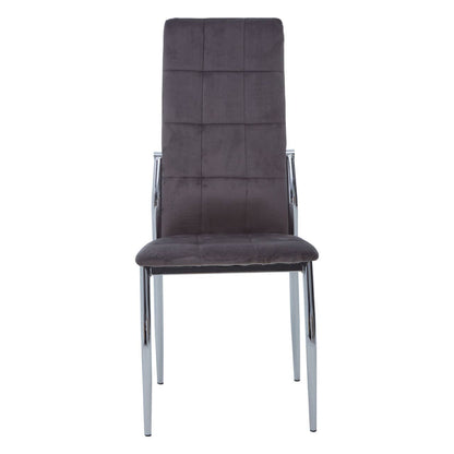 Tamzin Velvet High Back Dining Chair In Grey With Silver Legs