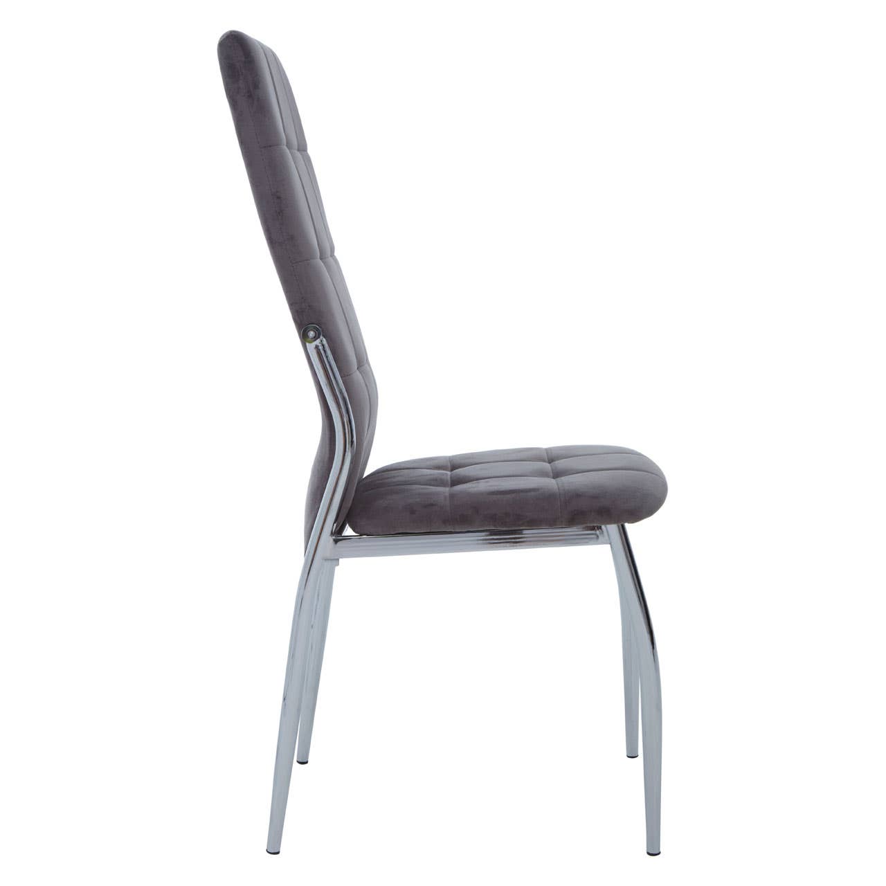 Tamzin Velvet High Back Dining Chair In Grey With Silver Legs