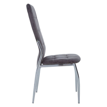 Tamzin Velvet High Back Dining Chair In Grey With Silver Legs