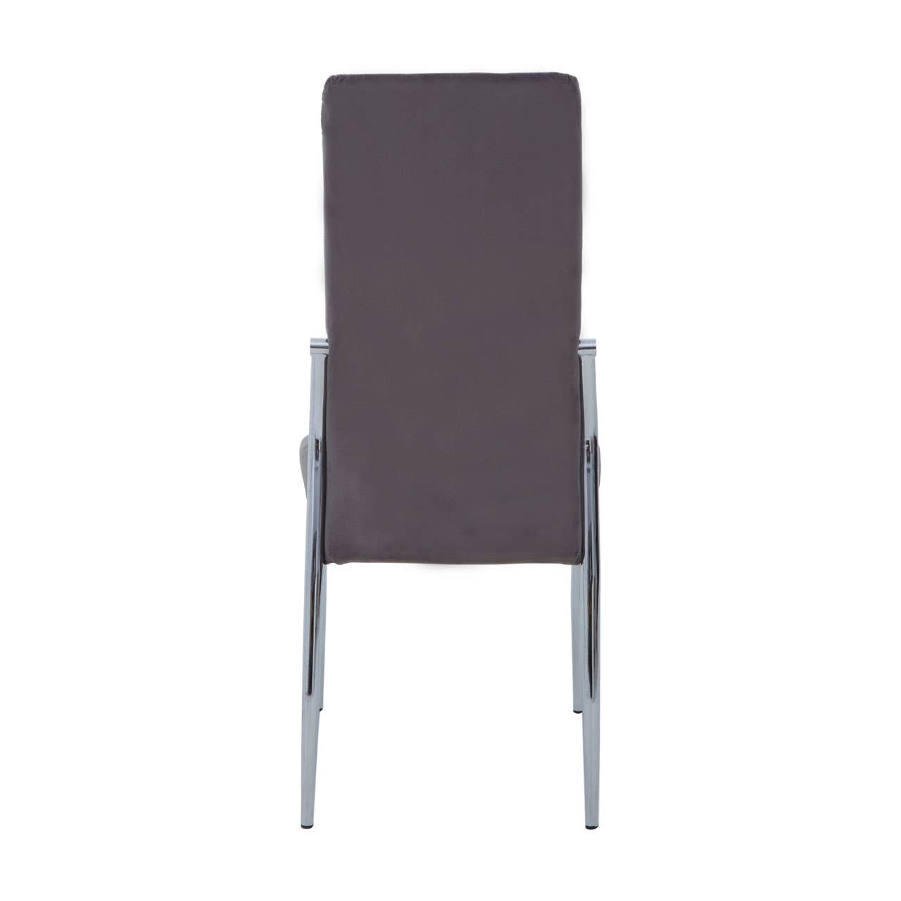 Tamzin Velvet High Back Dining Chair In Grey With Silver Legs