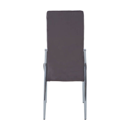 Tamzin Velvet High Back Dining Chair In Grey With Silver Legs