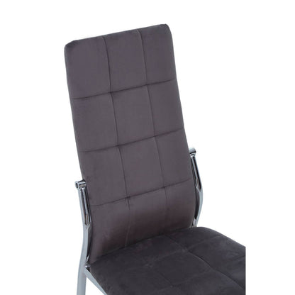 Tamzin Velvet High Back Dining Chair In Grey With Silver Legs