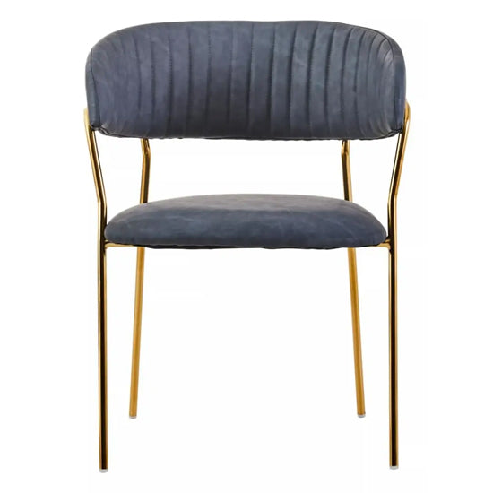 Tamzin Dark Grey Faux Leather Dining Chairs With Gold Legs In Pair