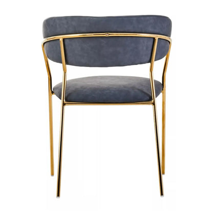 Tamzin Dark Grey Faux Leather Dining Chairs With Gold Legs In Pair