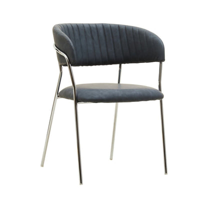 Tamzin Dark Grey Leather Curved Dining Chairs In Pair