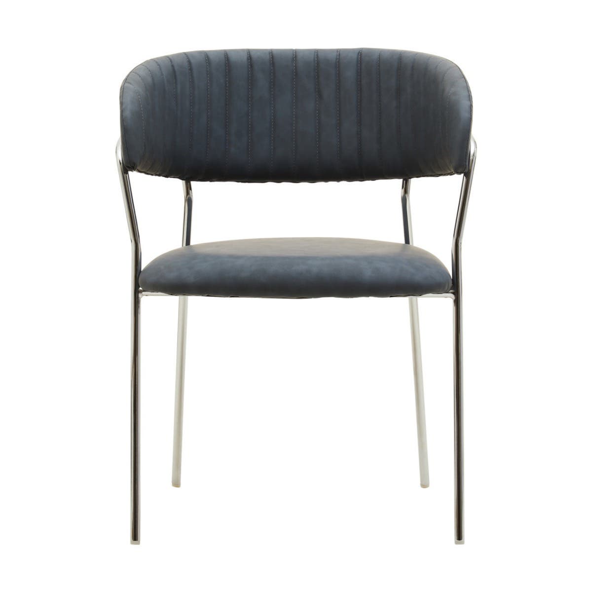 Tamzin Dark Grey Leather Curved Dining Chairs In Pair