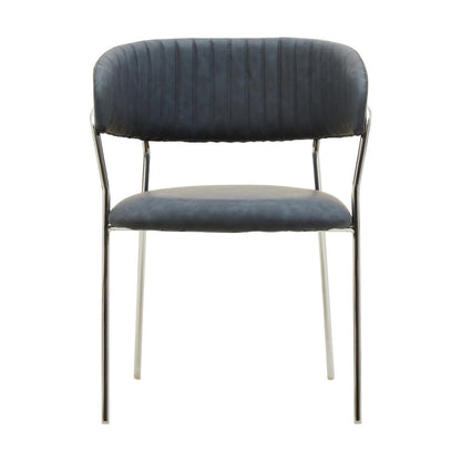 Tamzin Dark Grey Leather Curved Dining Chairs In Pair
